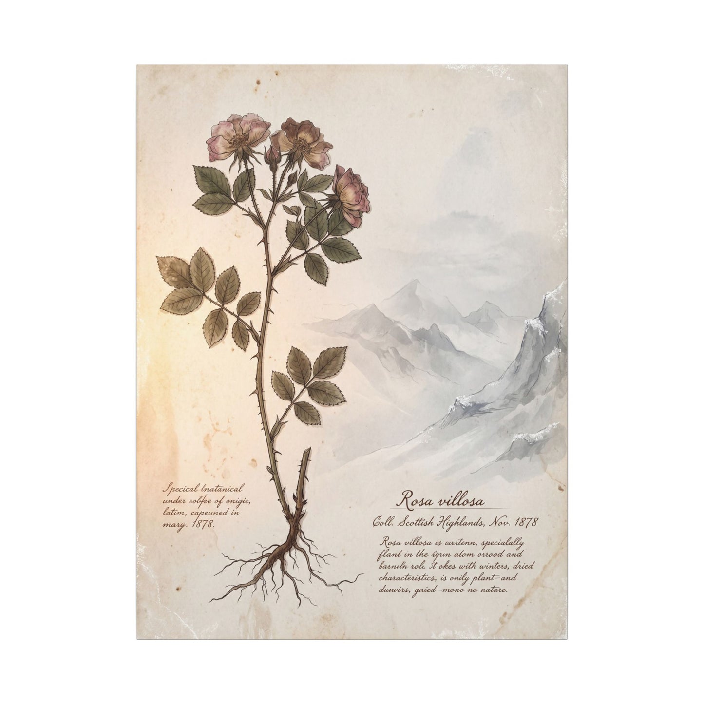 Winter Mountain Mist Herbarium Canvas Art | Earthy Decor