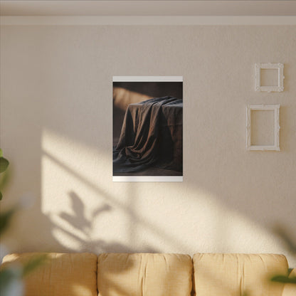 Silk Drape Canvas Art | Winter Dark Japandi Shadow Zen Art