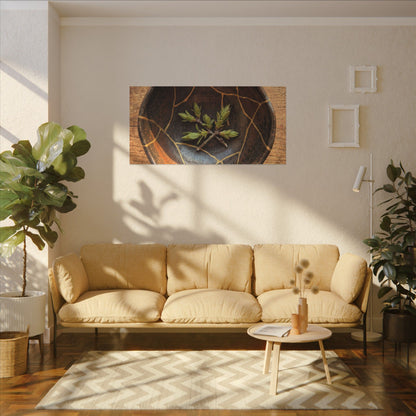 Ceramic Bowl Gold Repair Canvas Art | Resilient Kintsugi Art
