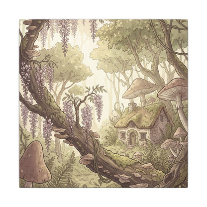 Summer Wisteria Mushroom Illustration Canvas Art | Enchanting Decor