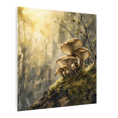 Wild Mushrooms Canvas Art | Spring Japandi Watercolor Art