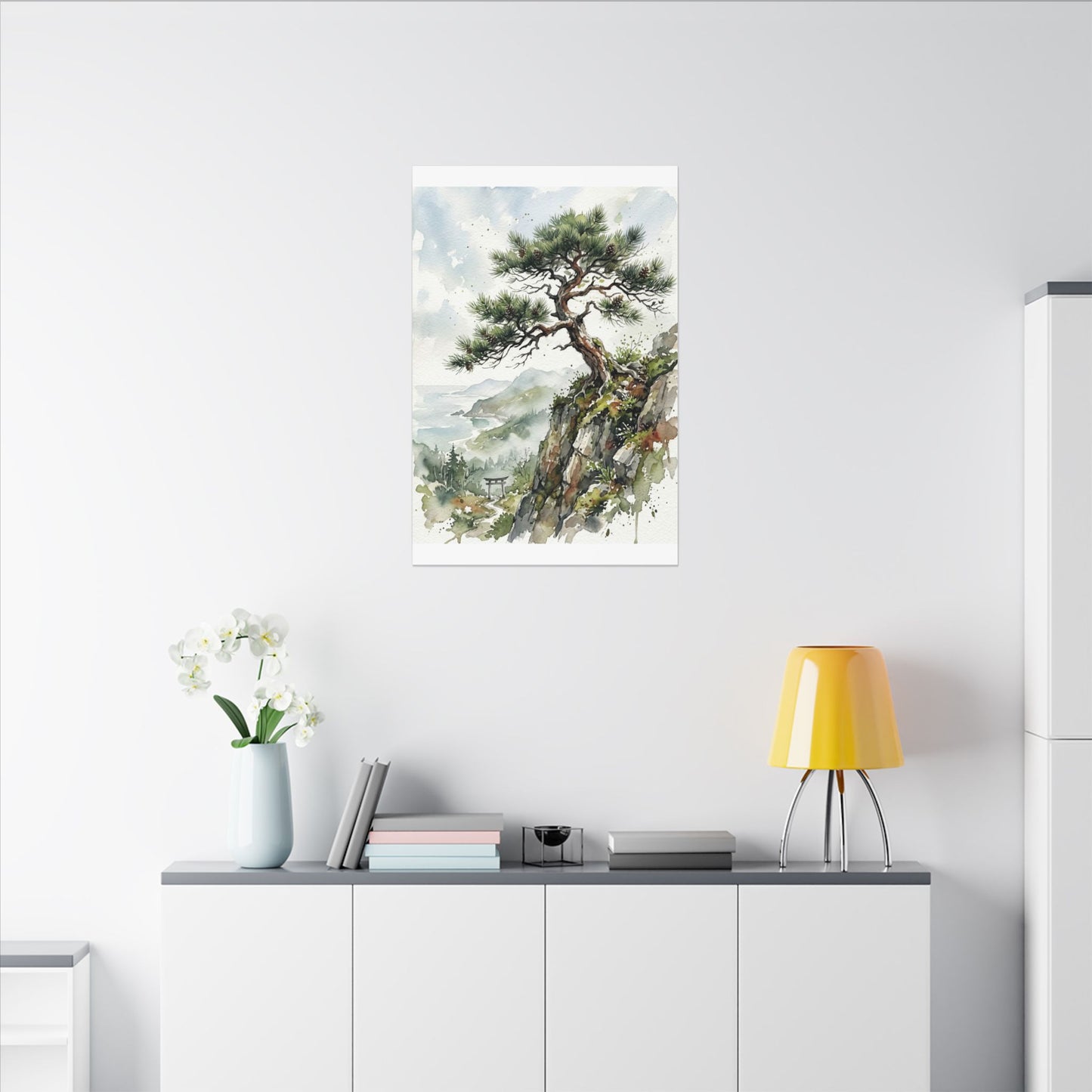 Pine Tree Spring Canvas Art | Japandi Neutral Design