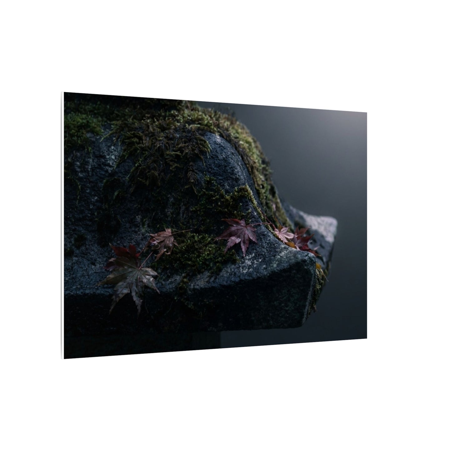 Stone Lantern Moody Minimal Canvas Art | Sophisticated Dark Japandi Art