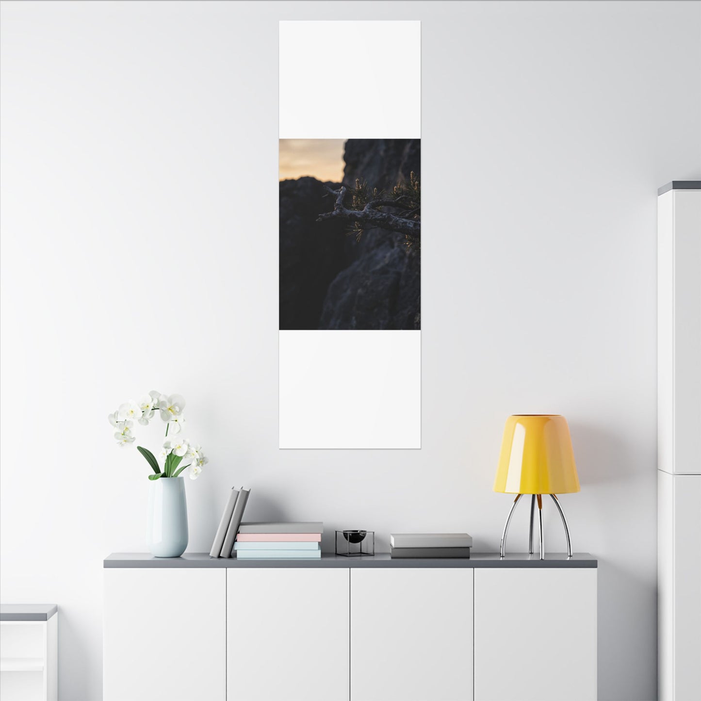 Pine Tree Moody Minimal Canvas Art | Sophisticated Dark Japandi Art