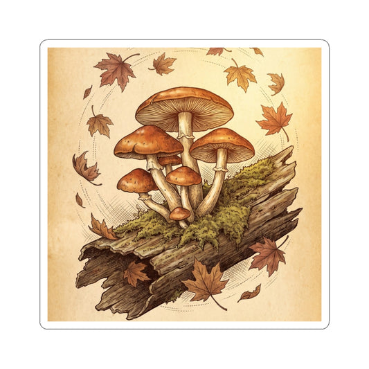 Wild Mushrooms Vintage Botanical Sticker | Cozy Cottagecore Art