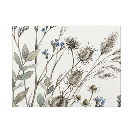 Dried Flowers Canvas Art | Summer Japandi Watercolor Art