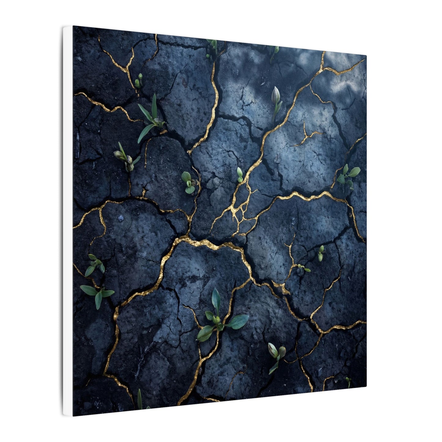Cracked Earth Spring Canvas Art | Kintsugi Healing Design