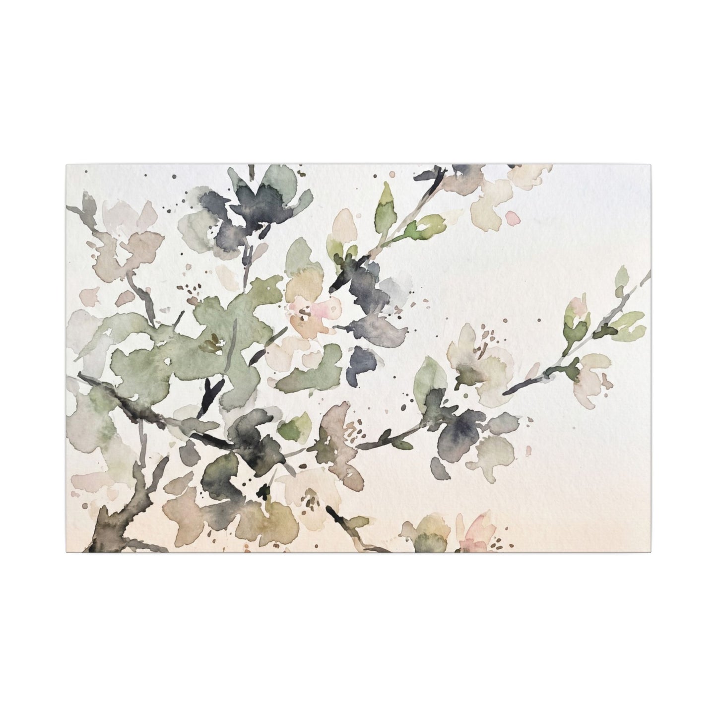 Cherry Blossom Watercolor Canvas Art | Elegant Japandi Art