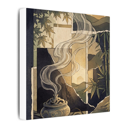 Tranquil Incense Smoke Canvas Art - Ukiyo E Inspired Zen