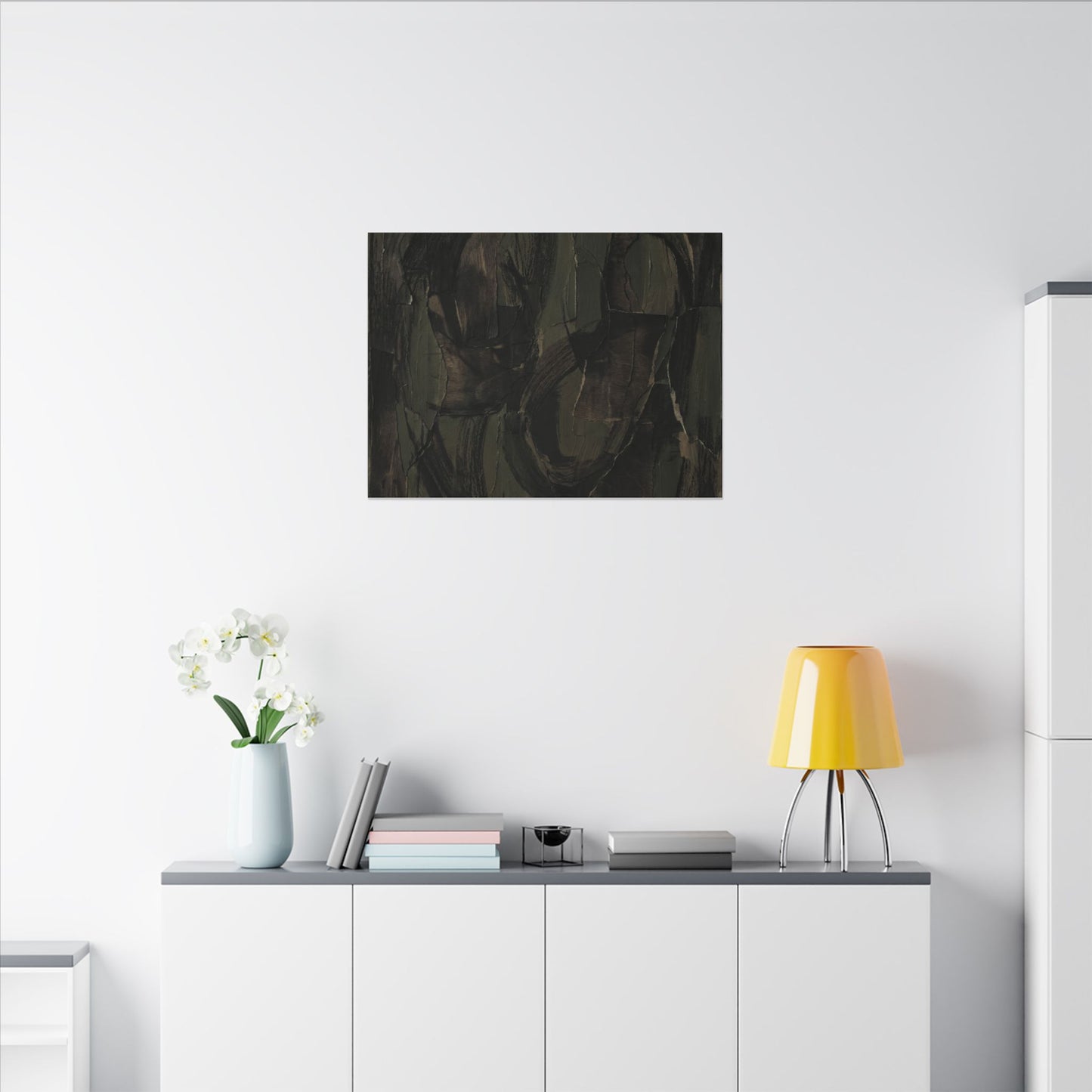 Mixed Media Dark Japandi Textured Canvas Art