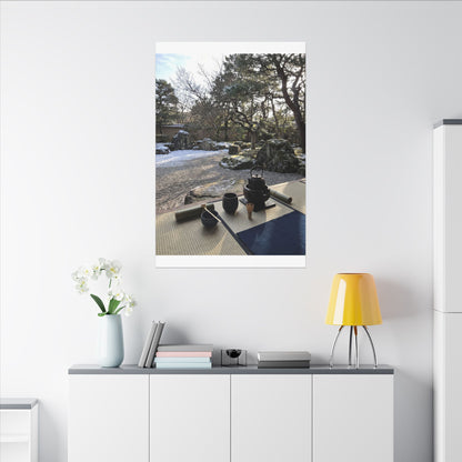 Winter Tea Ceremony Karesansui Canvas Art | Serene Decor