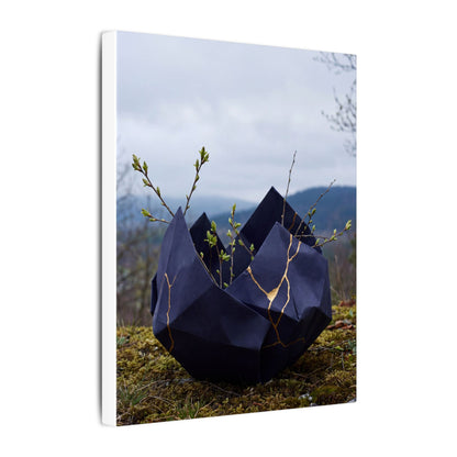 Paper Fold Canvas Art | Spring Kintsugi Gold Repair Art