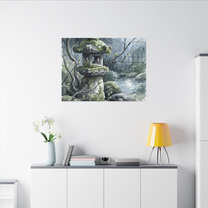 Moonlight Stone Lantern Canvas Art - Japandi Seijaku