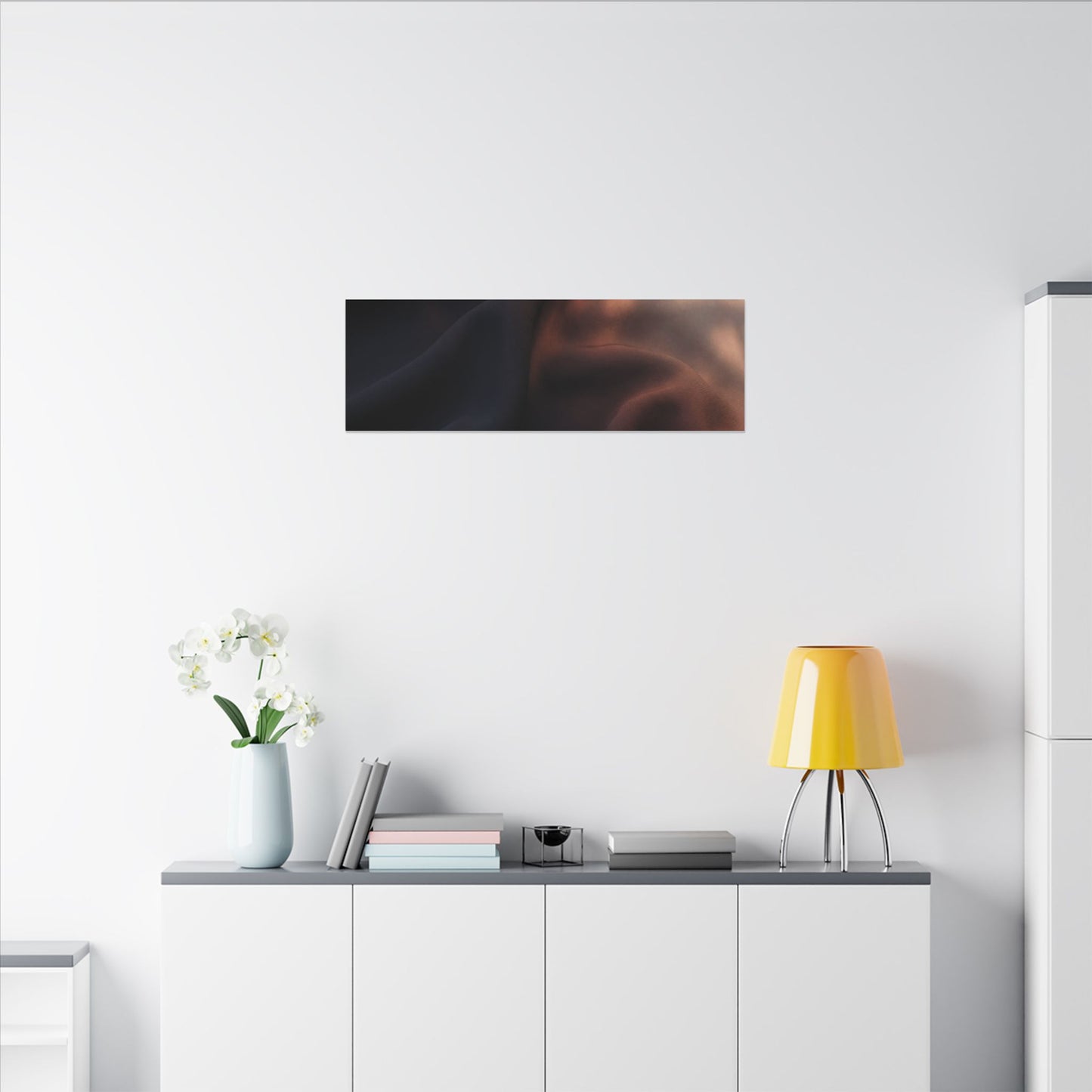 Dark Japandi Silk Drape in Dawn | Shadow Zen Canvas Art