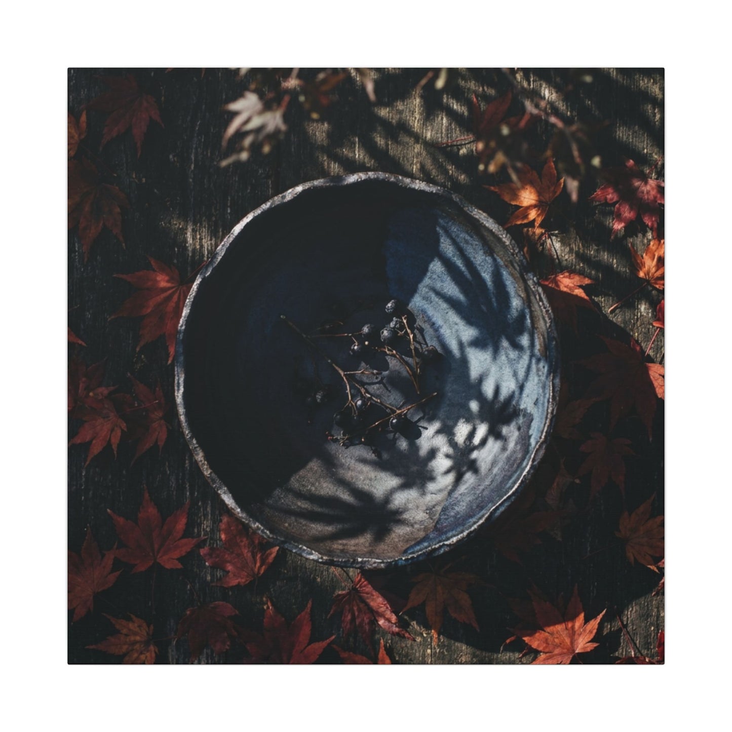 Autumn Ceramic Bowl Shadow Zen Canvas Art | Bold Decor