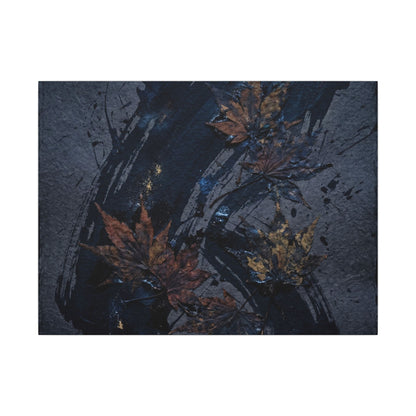Sophisticated Ink Brushstroke Canvas Art - Dark Texture Dark Japandi Art Print