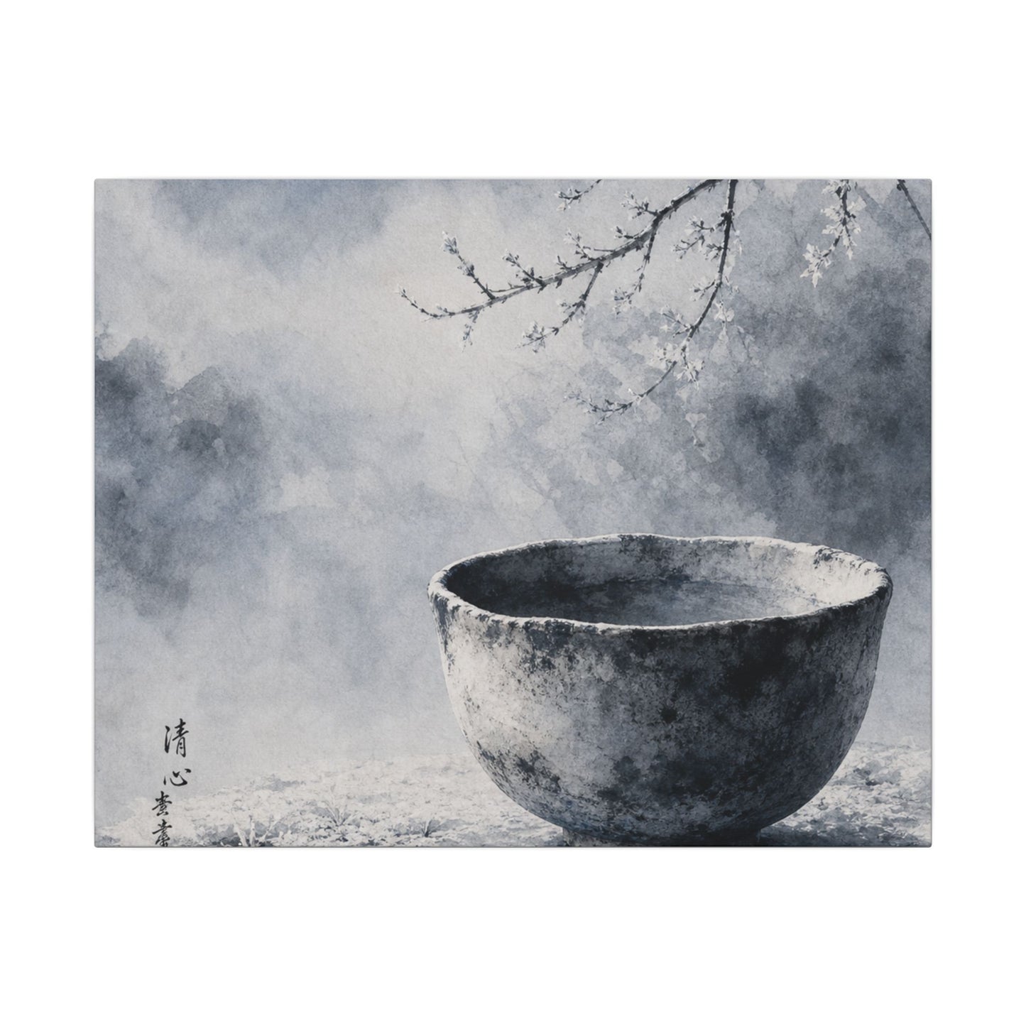 Seijaku Ceramic Bowl Canvas Art - Zen Sumi E