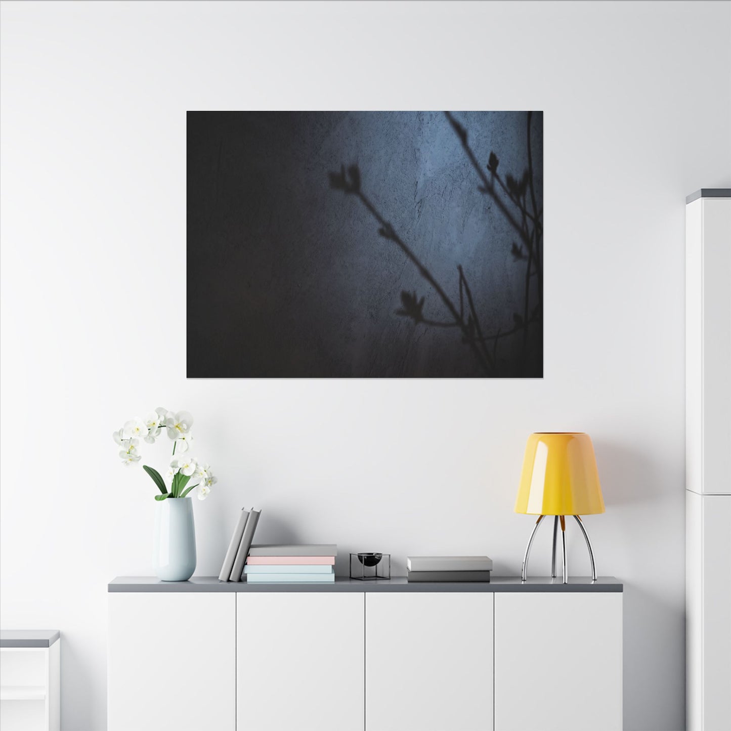 Shadow Play Canvas Art | Spring Dark Japandi Moody Minimal Art