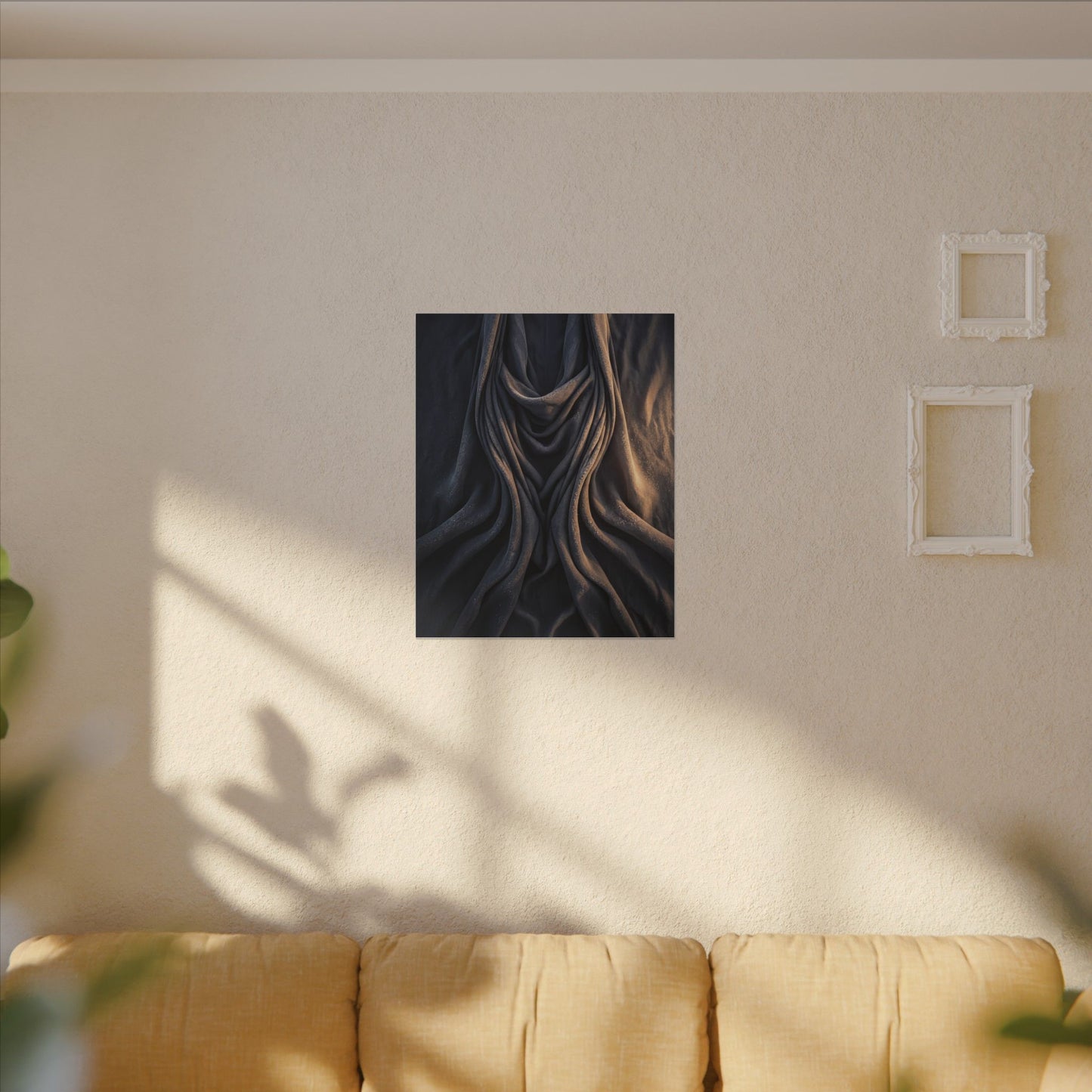 Moody Silk Drape Canvas Art - Shadow Zen Dark Japandi