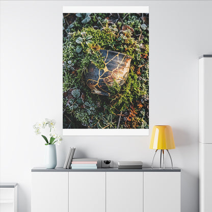 Artful Moss Close Up Canvas Art - Gold Repair Kintsugi
