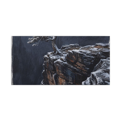 Dark Japandi Pine Tree in Dawn | Dark Texture Canvas Art