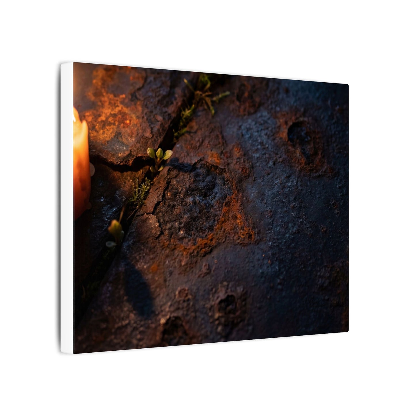 Candlelight Rust Patina Canvas Art - Dark Japandi Ma