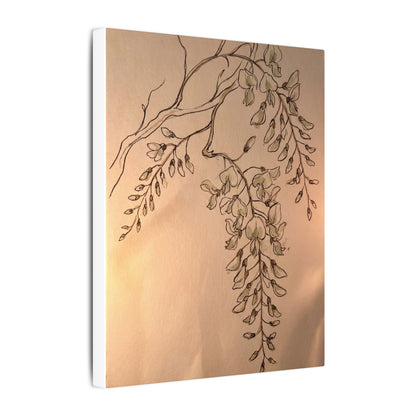 Japandi Wisteria in Candlelight | Minimal Line Canvas Art