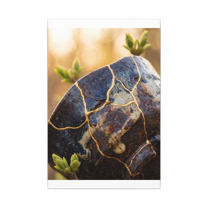 Fukinsei Rust Patina Canvas Art - Kintsugi Gold Repair