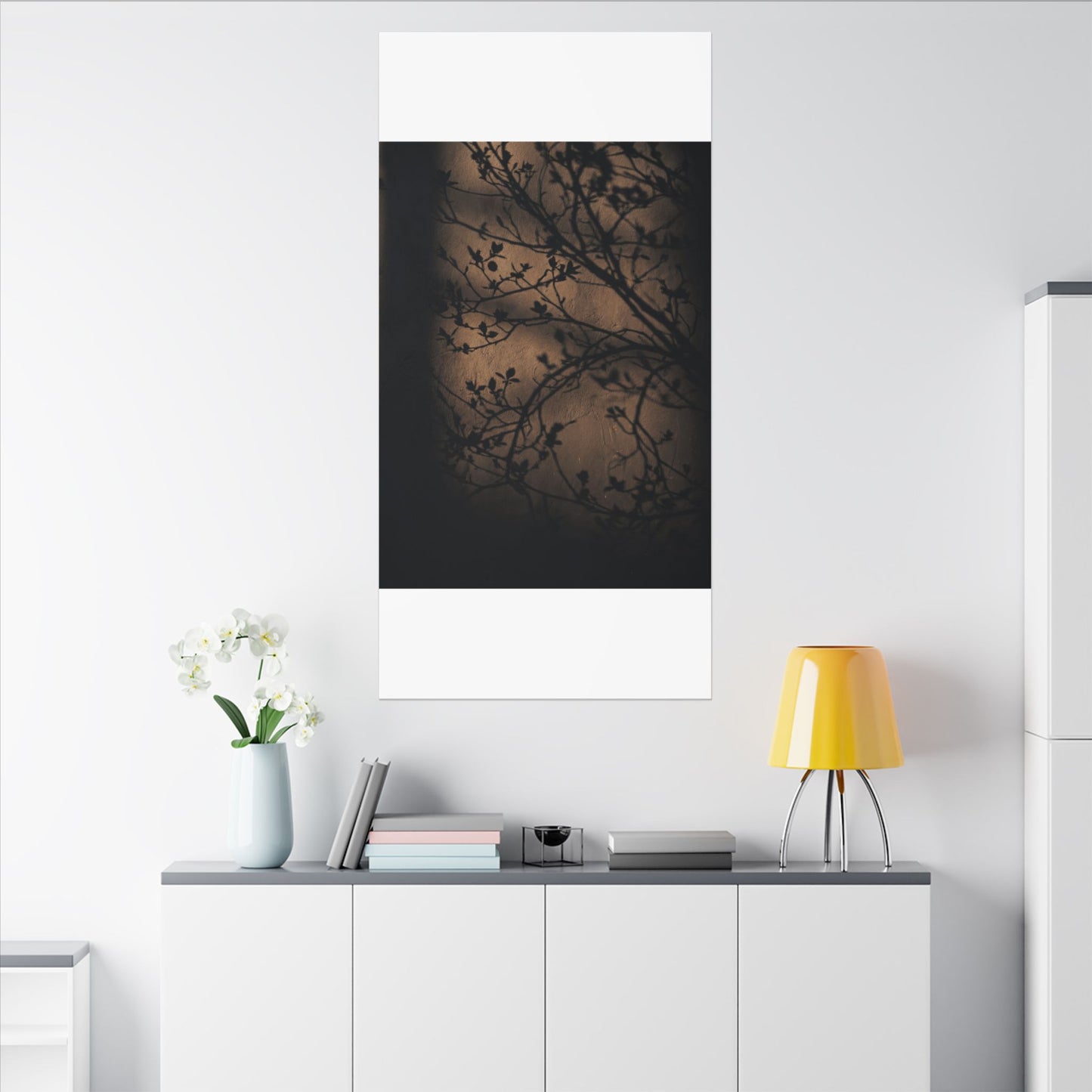 Dark Japandi Shadow Play in Golden Hour | Shadow Zen Canvas Art