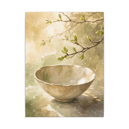 Warm Ceramic Bowl Canvas Art - Watercolor Japandi
