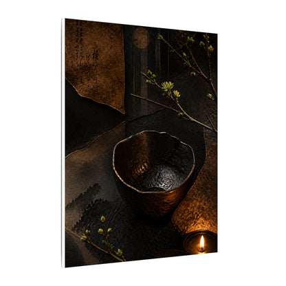 Atmospheric Ceramic Bowl Canvas Art - Shadow Zen Dark Japandi