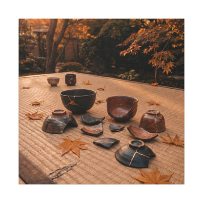 Golden Hour Tea Ceremony Canvas Art - Kintsugi Shibui