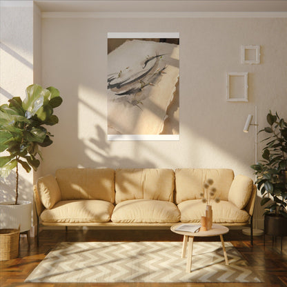 Ink Brushstroke Watercolor Canvas Art | Neutral Japandi Art