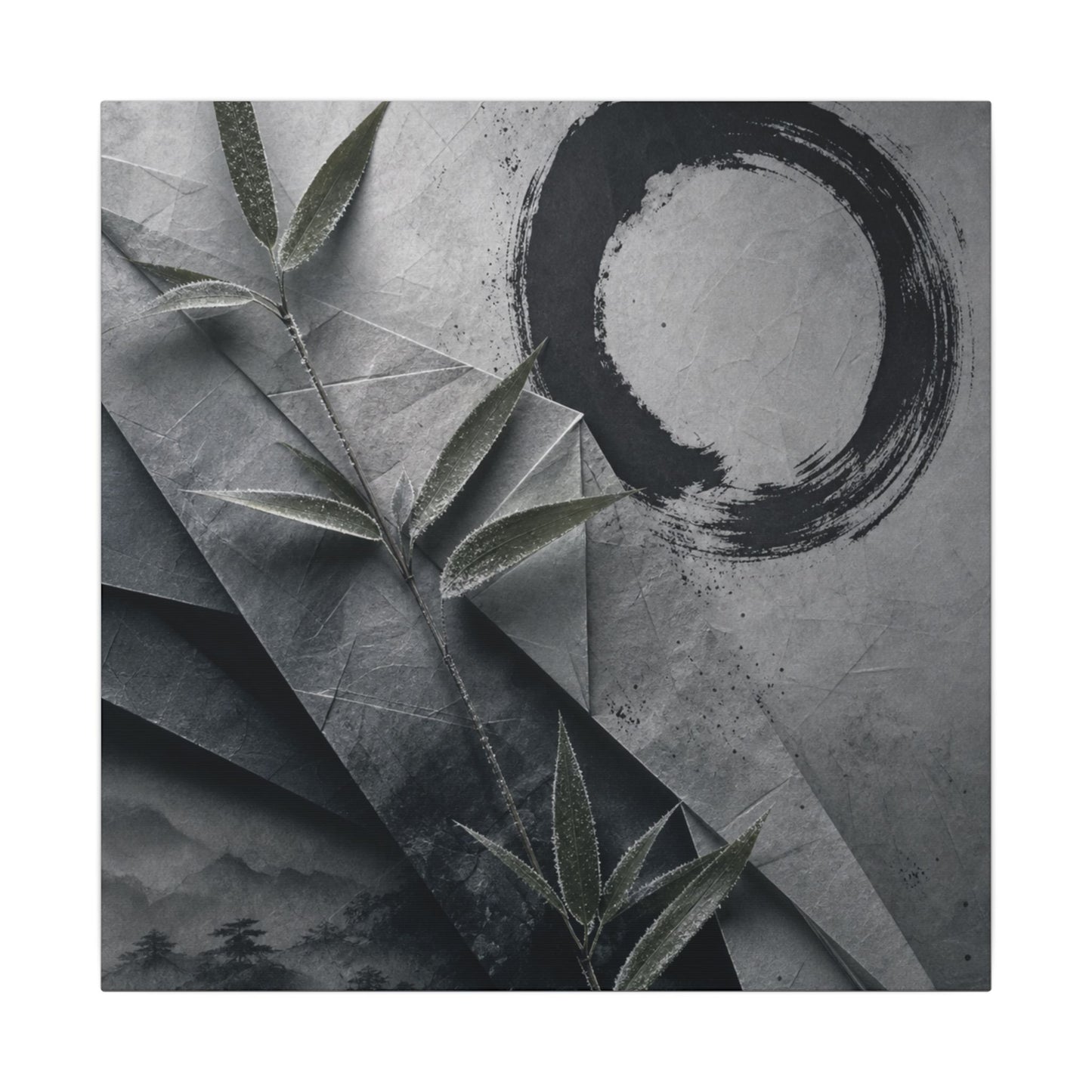 Winter Paper Fold Enso Canvas Art | Serene Decor