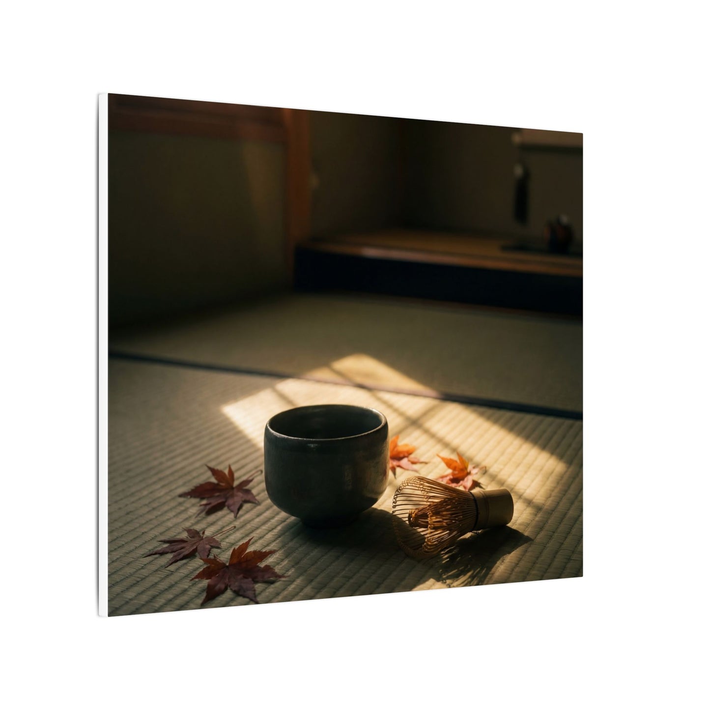 Dark Japandi Tea Ceremony in Golden Hour | Moody Minimal Canvas Art
