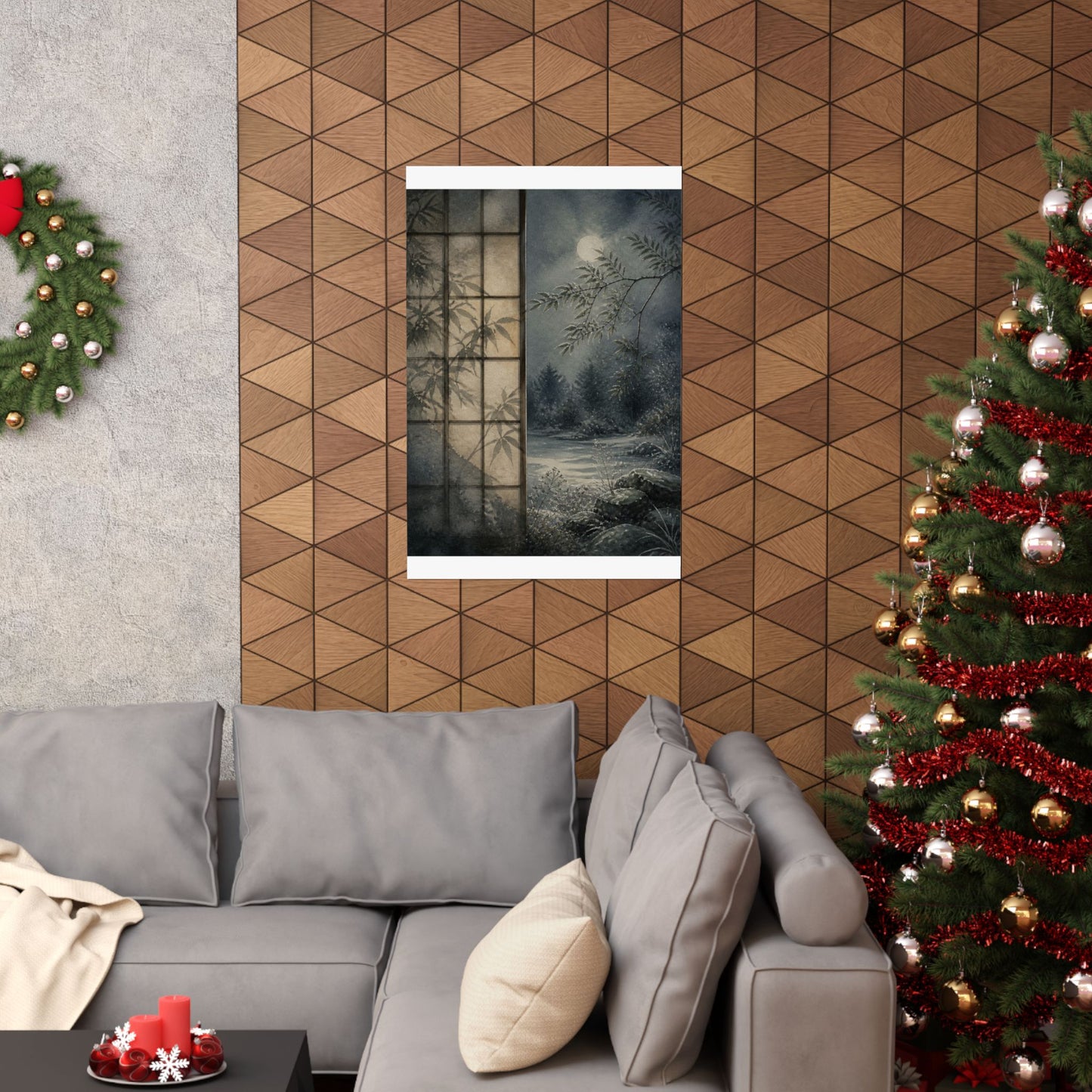 Winter Shoji Screen Watercolor Wall Art Print | Elegant Decor