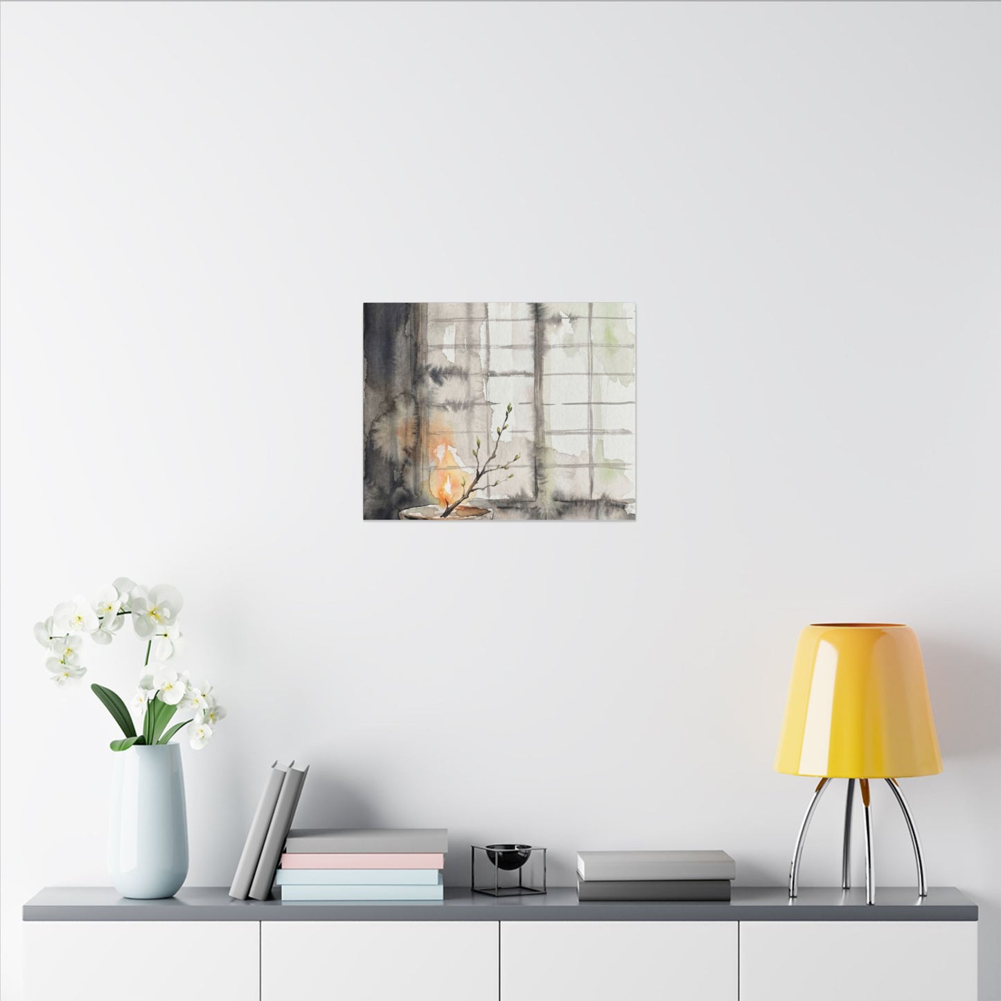 Shoji Screen Canvas Art | Spring Japandi Watercolor Art