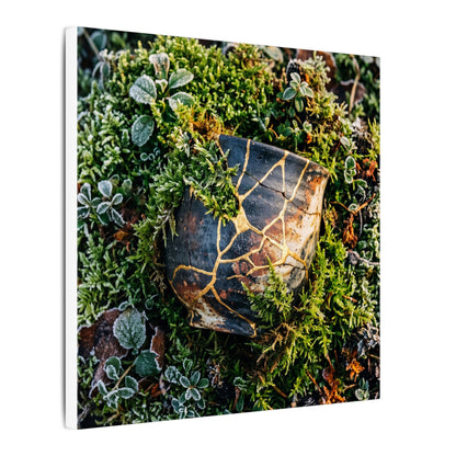 Artful Moss Close Up Canvas Art - Gold Repair Kintsugi