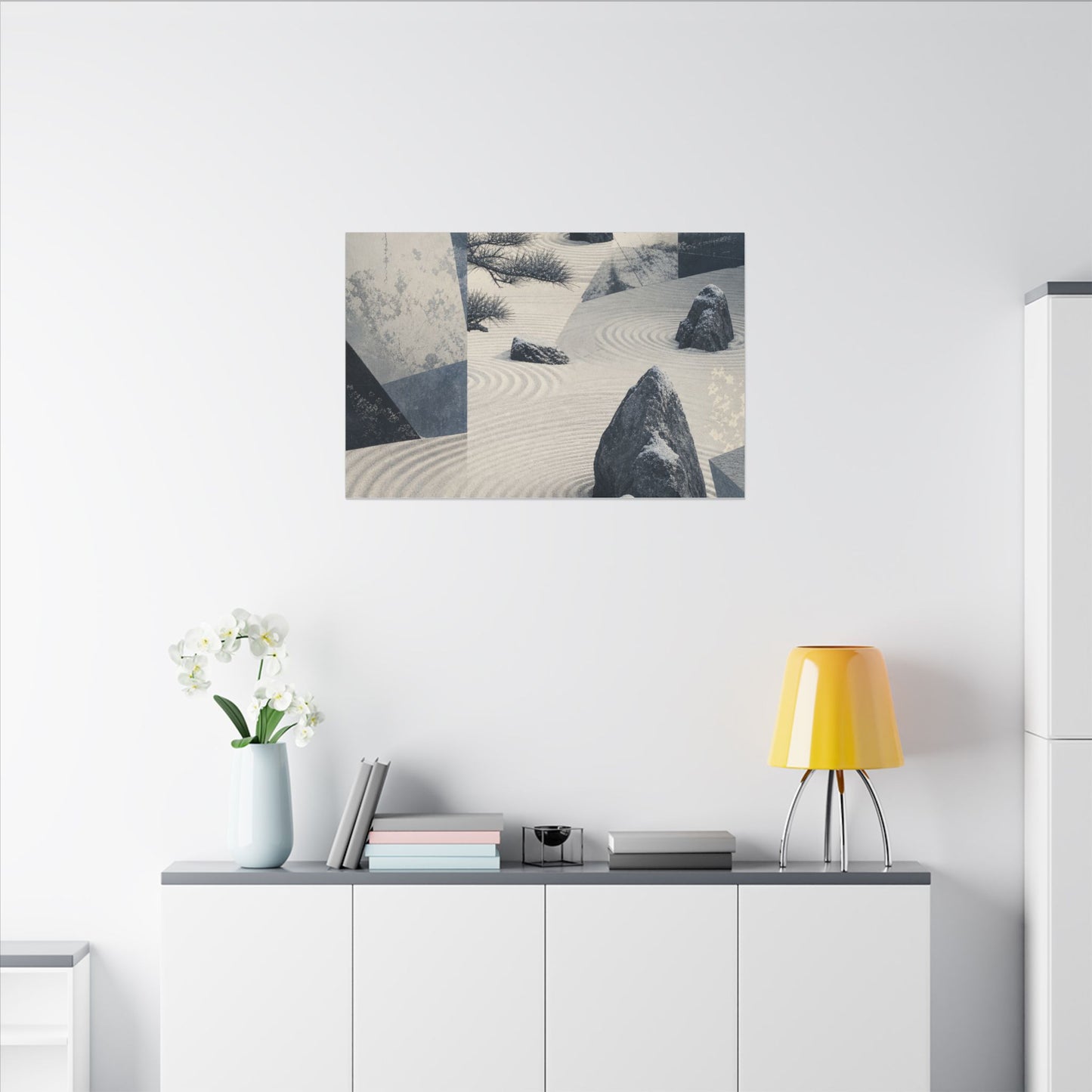 Seijaku Rock Garden Canvas Art - Zen Ukiyo E Inspired