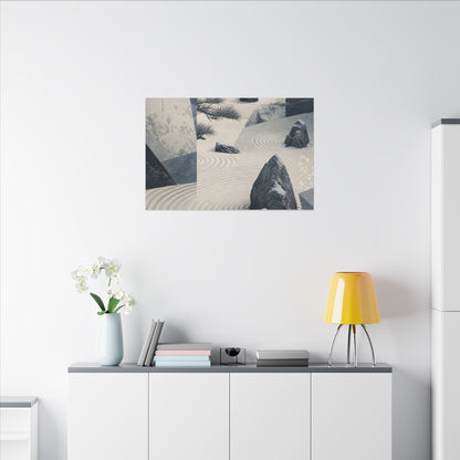 Seijaku Rock Garden Canvas Art - Zen Ukiyo E Inspired