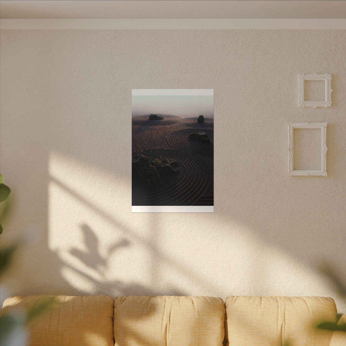 Spring Rock Garden Shadow Zen Canvas Art | Luxurious Decor