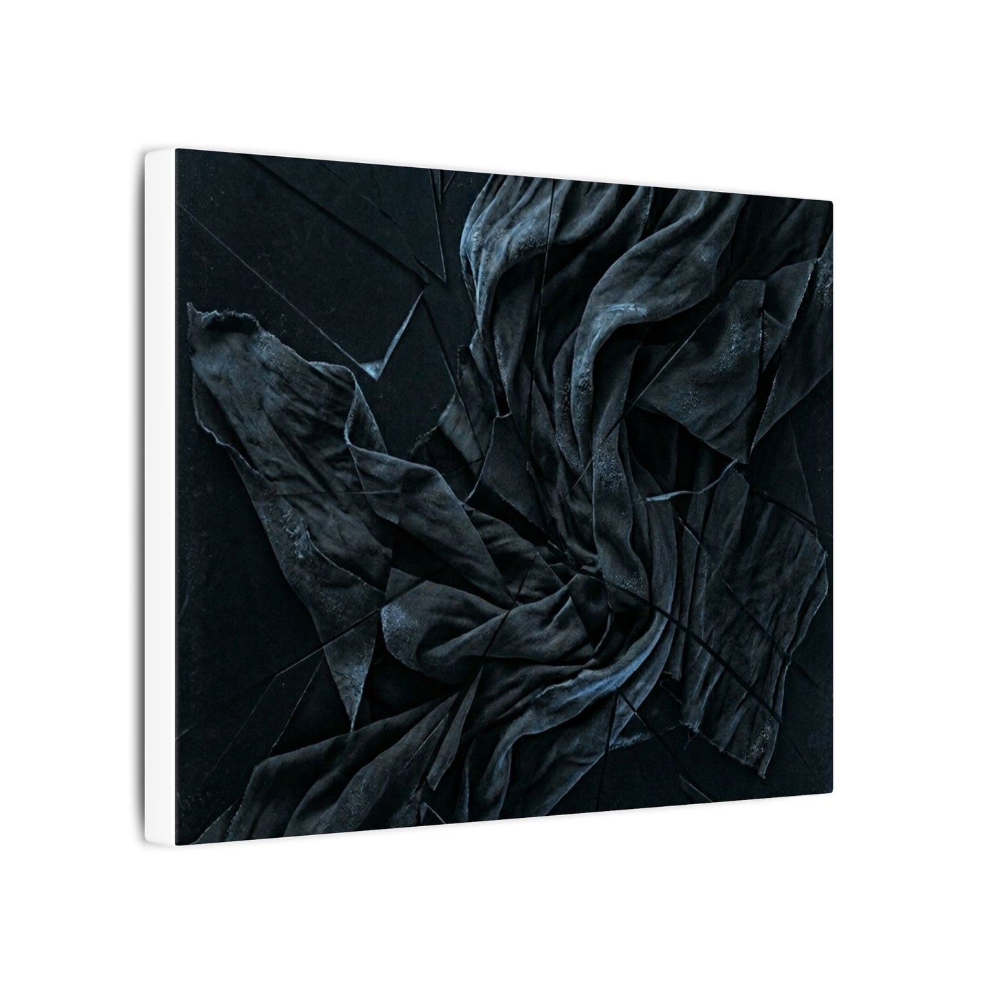 Dark Japandi Silk Drape in Moonlight | Moody Minimal Canvas Art