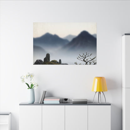 Mountain Mist Karesansui Canvas Art | Contemplative Zen Art