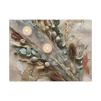 Candlelight Dried Flowers Canvas Art - Japandi Kanso Art Print