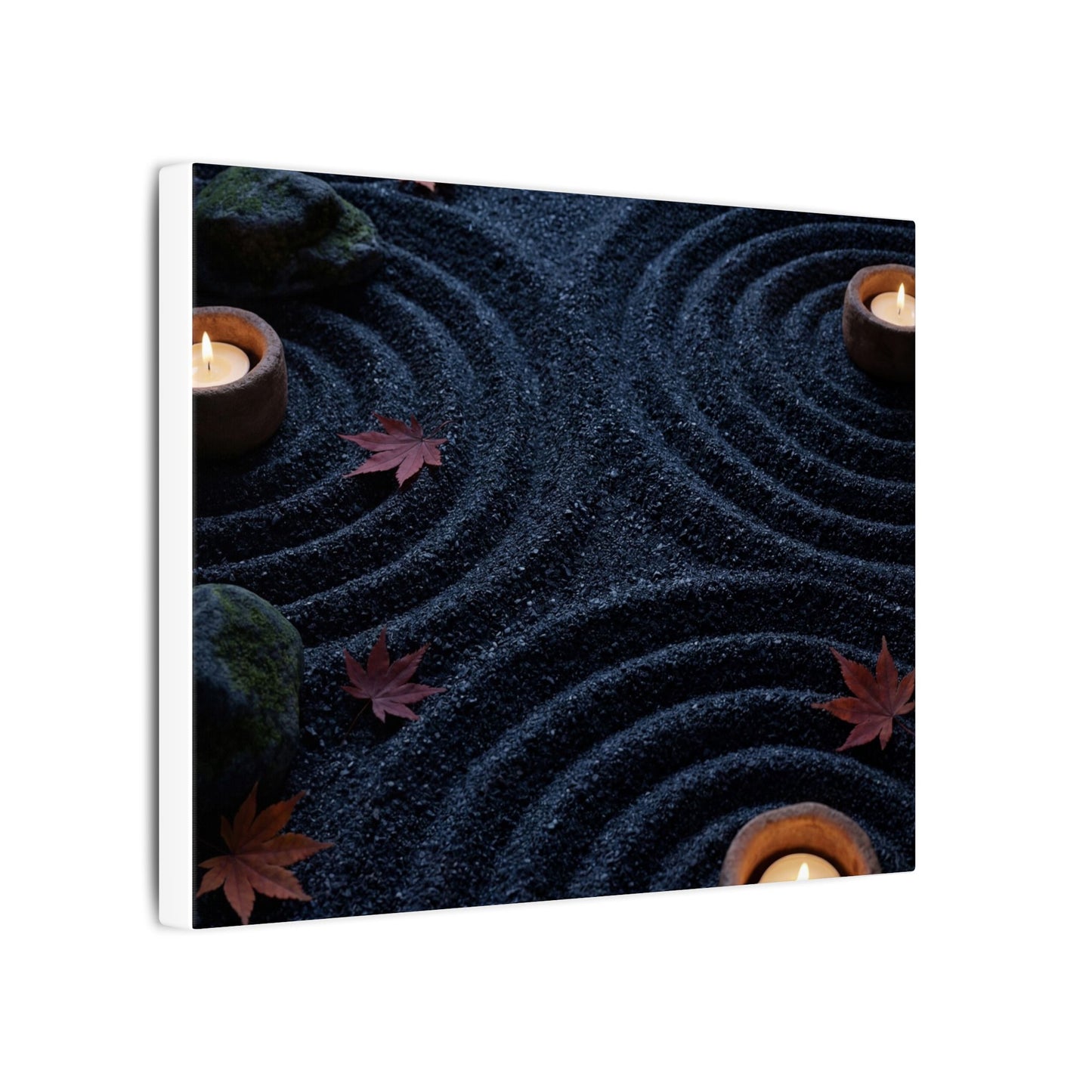 Seijaku Rock Garden Canvas Art - Dark Japandi Dark Texture