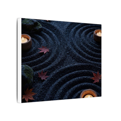 Seijaku Rock Garden Canvas Art - Dark Japandi Dark Texture