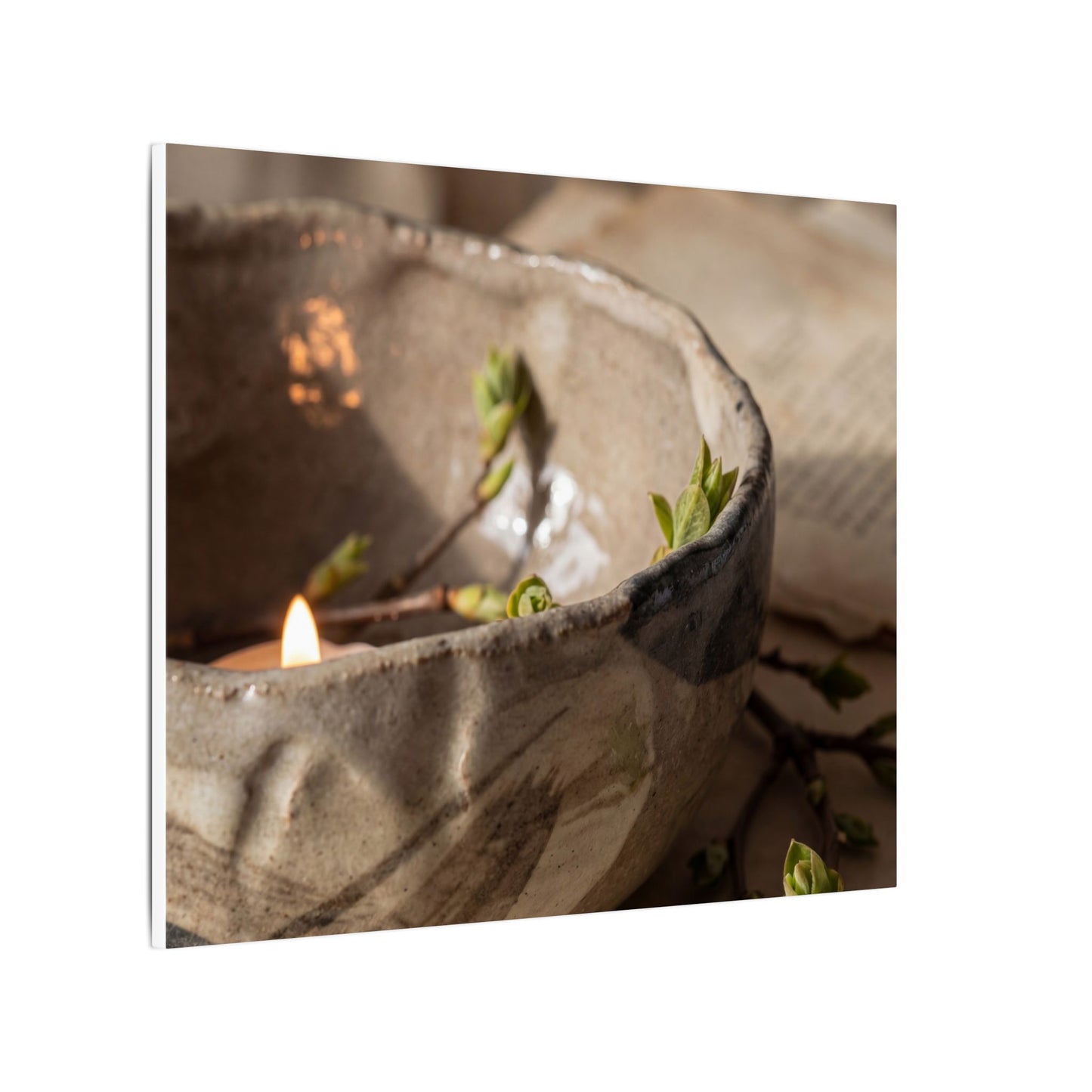 Candlelight Ceramic Bowl Canvas Art - Japandi Ma