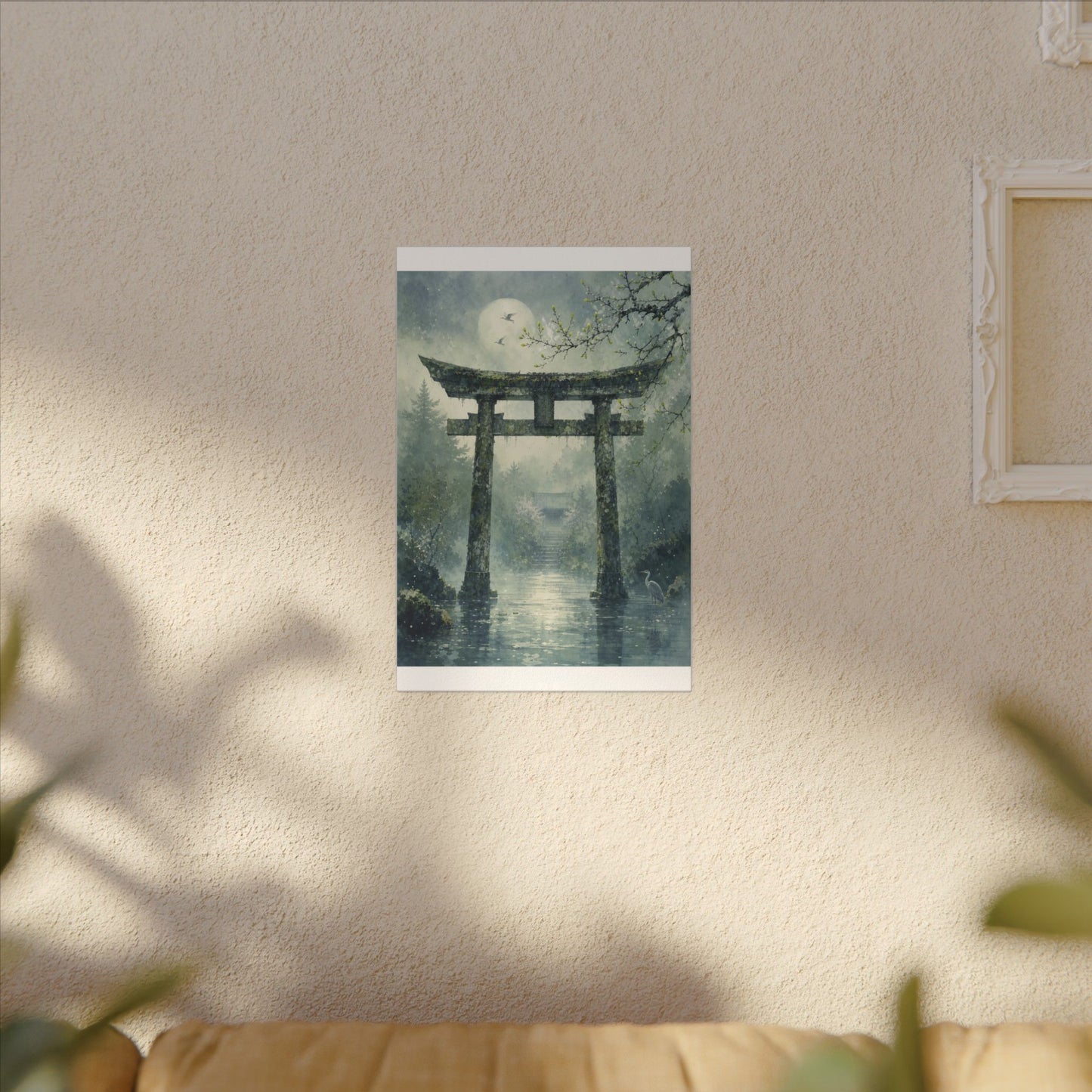 Earthy Torii Gate Canvas Art - Watercolor Japandi