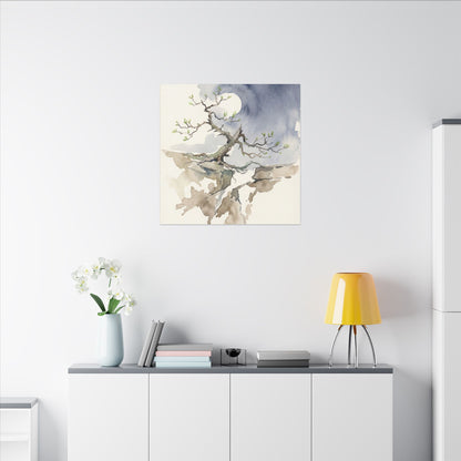 Moonlight Pine Tree Canvas Art - Japandi Ma