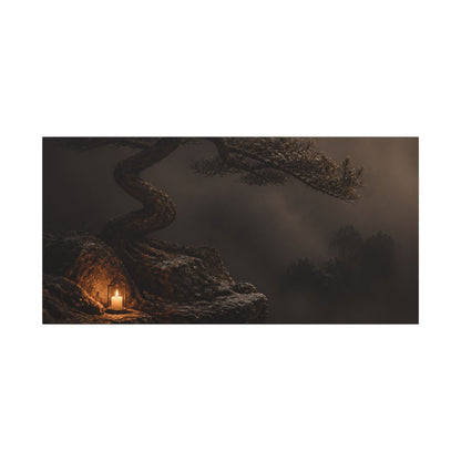 Pine Tree Shadow Zen Canvas Art | Luxurious Dark Japandi Art